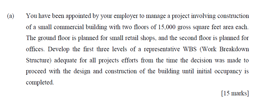 (a) You have been appointed by your employer to