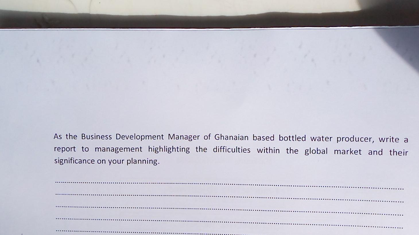 As the Business Development Manager of Ghanaian