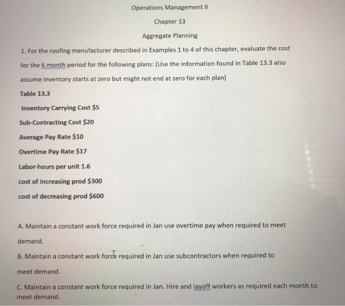 Operations Management || Chapter 13 Aggregate