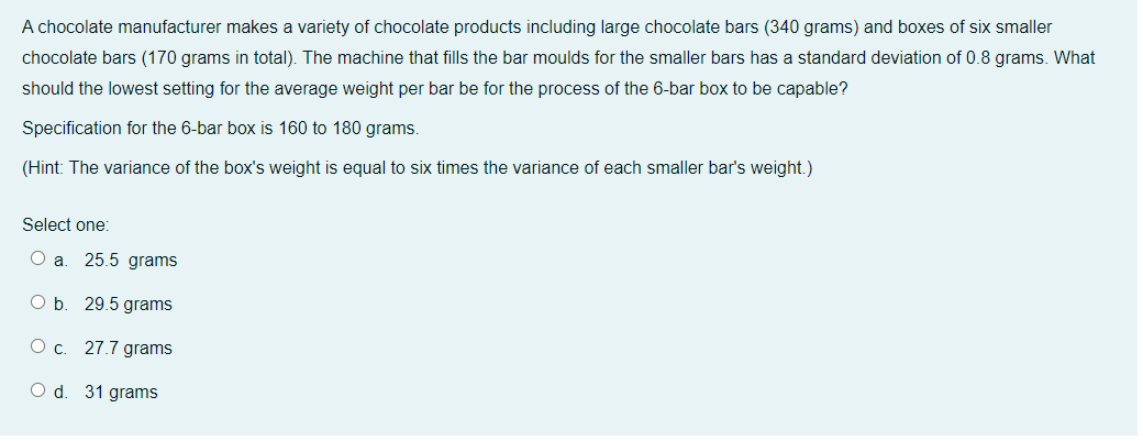 A chocolate manufacturer makes a variety of