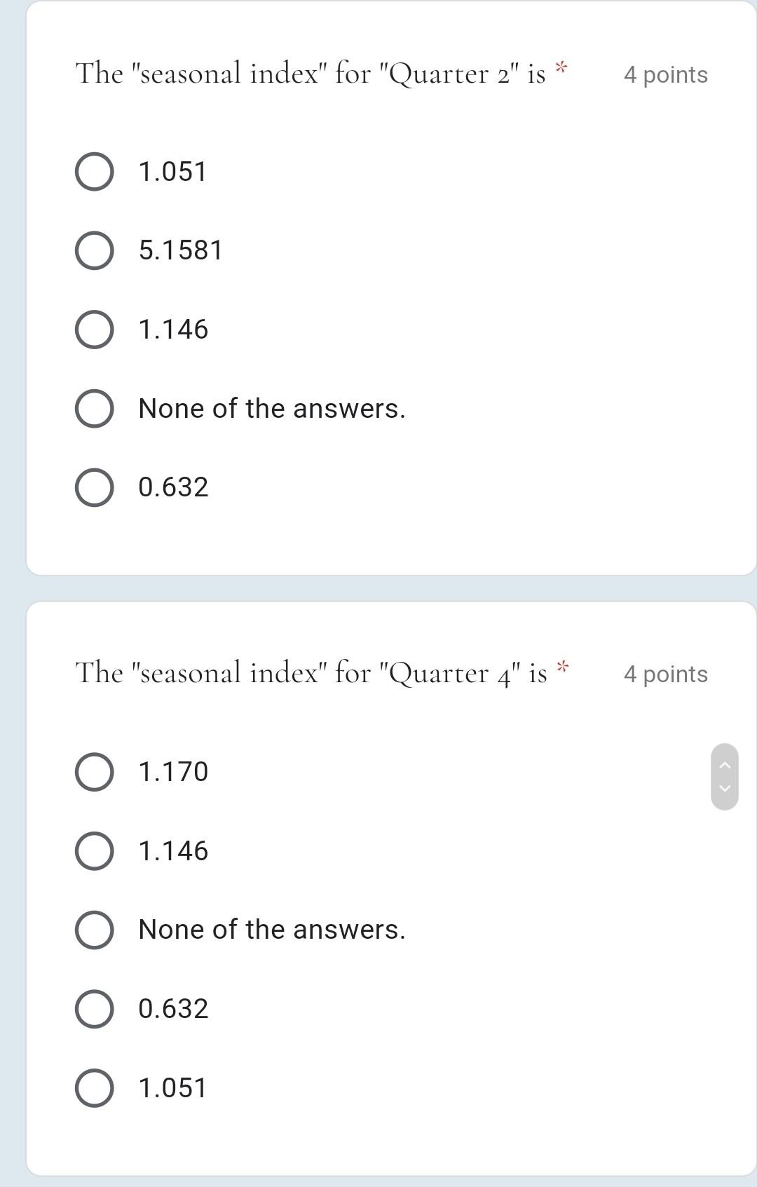 Consider the following example. The quarterly