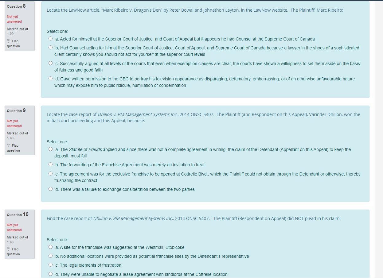 Question 8 Locate the LawNow article, Marc