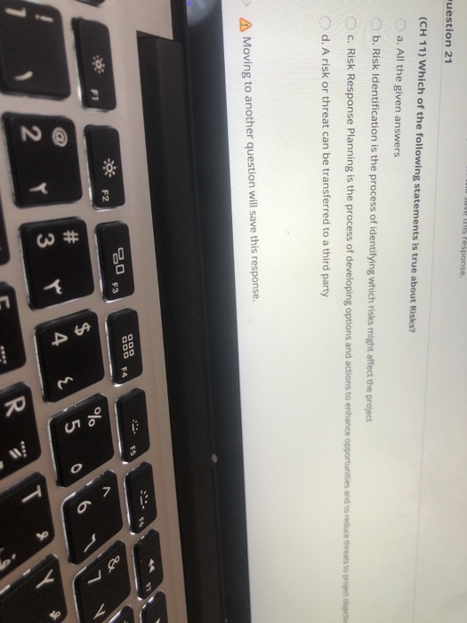 vs Pesponse uestion 21 (CH 11) Which of the