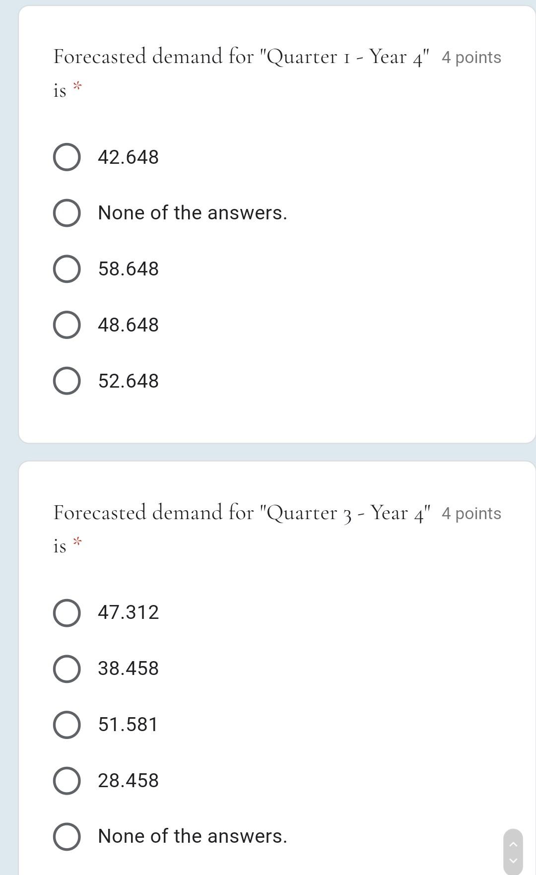 Consider the following example. The quarterly