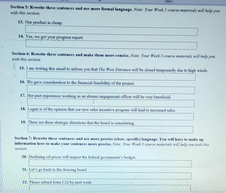 answer asap Section 4: Rewrite these sentences