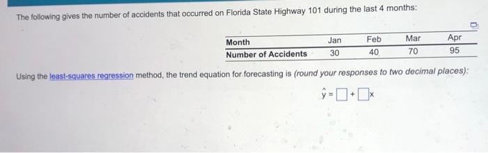 The following gives the number of accidents that