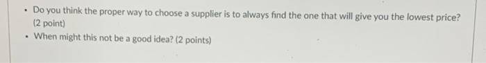 Do you think the proper way to choose a supplier