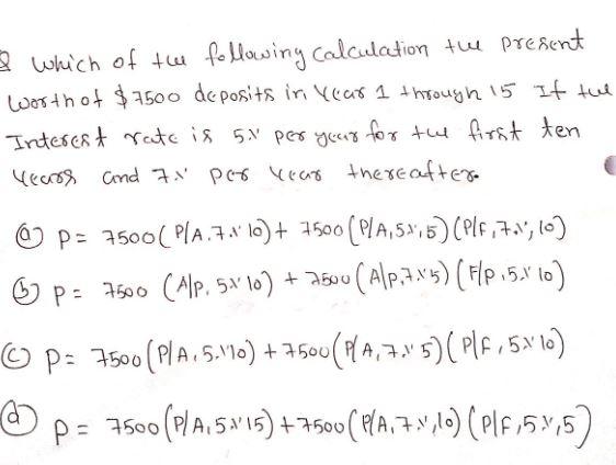 3 which of the following calculation the present