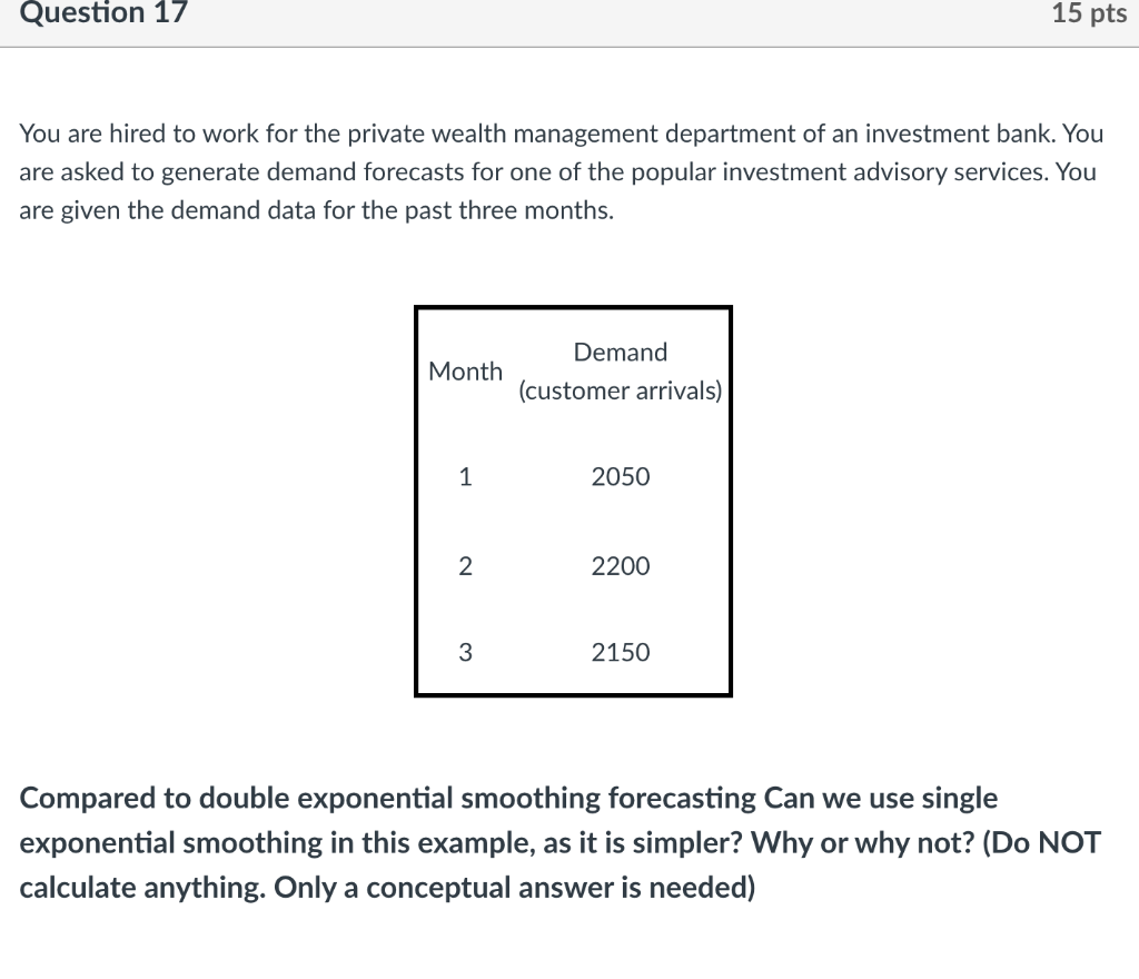 Question 17 15 pts You are hired to work for the