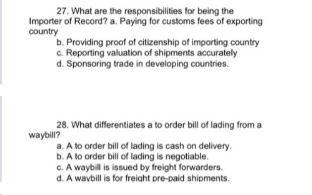 choose correct option 27. What are the