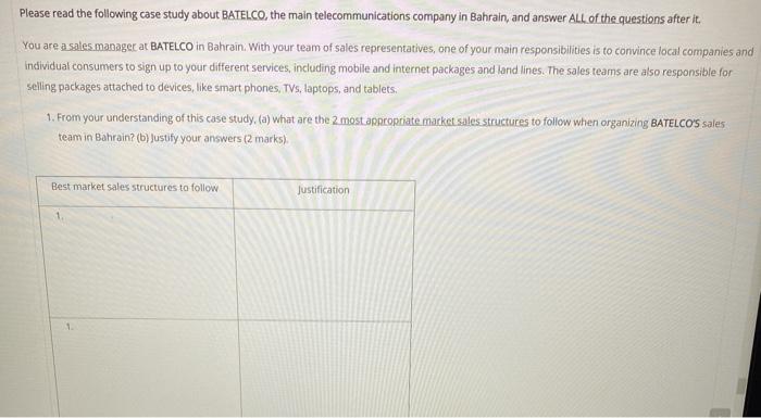 Please read the following case study about