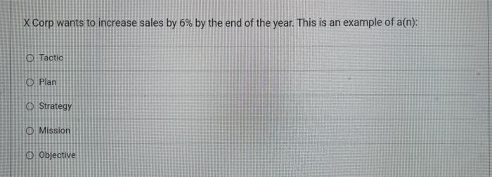 X Corp wants to increase sales by 6% by the end
