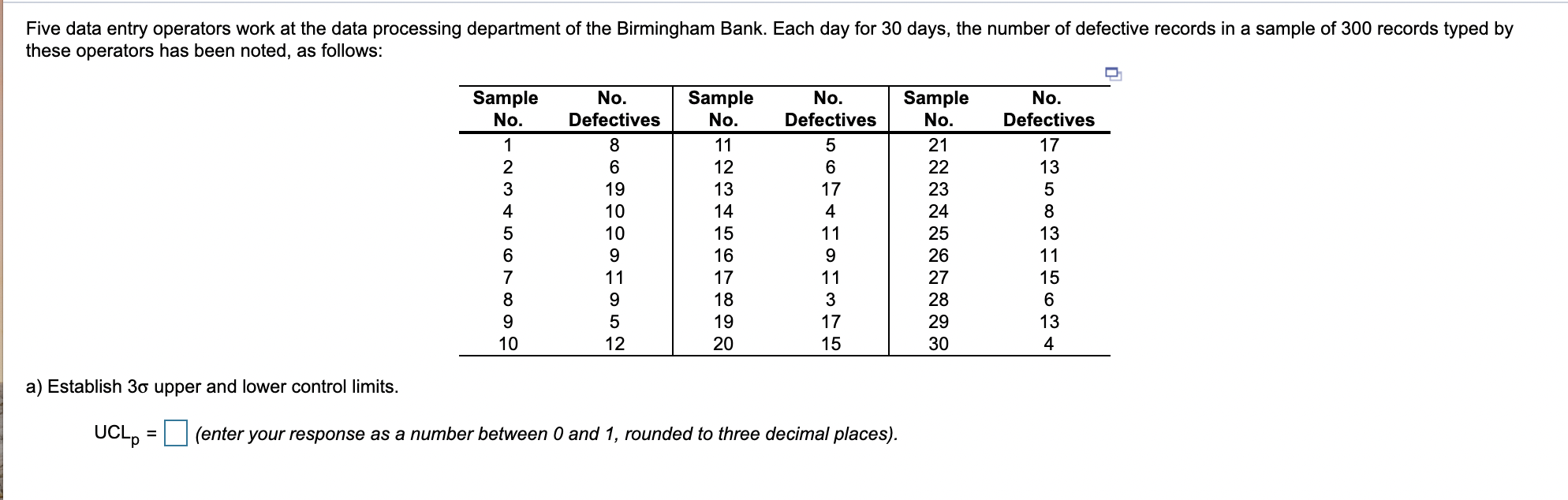 Five data entry operators work at the data