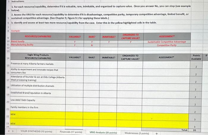 VRIO Analysis: Please answer the following