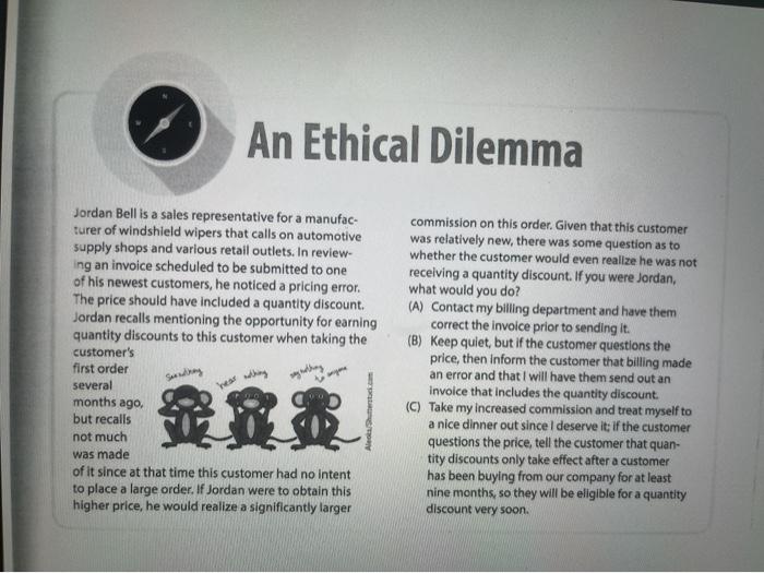 An Ethical Dilemma Jordan Bell is a sales