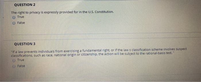 business law QUESTION 2 The right to privacy is