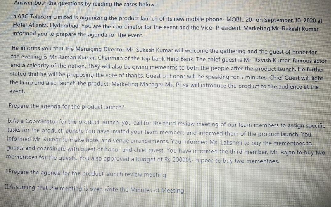 Answer both the questions by reading the cases