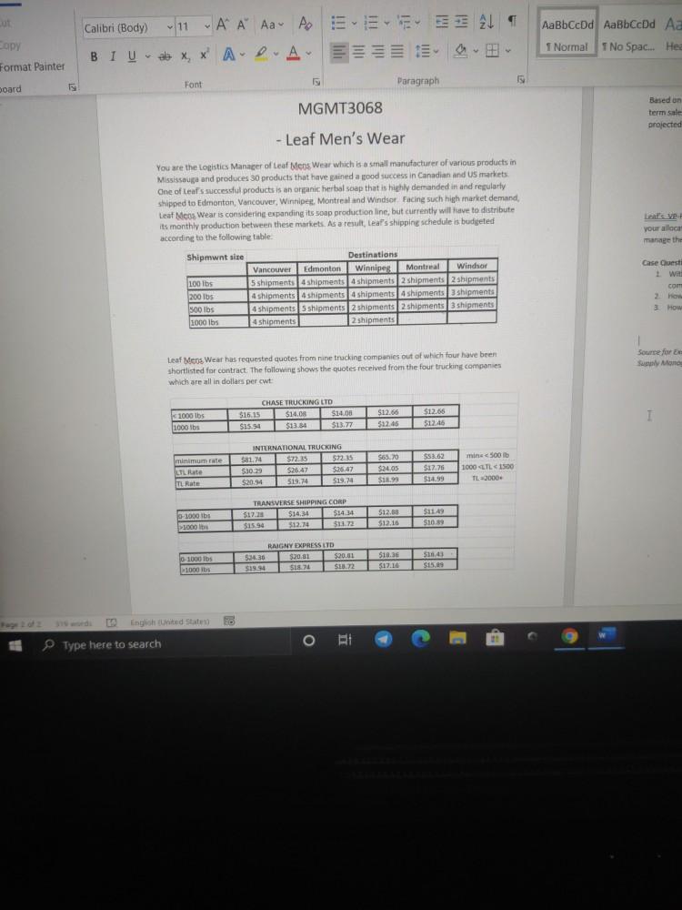 I need answers ASAP please Calibri (Body) 11 - A
