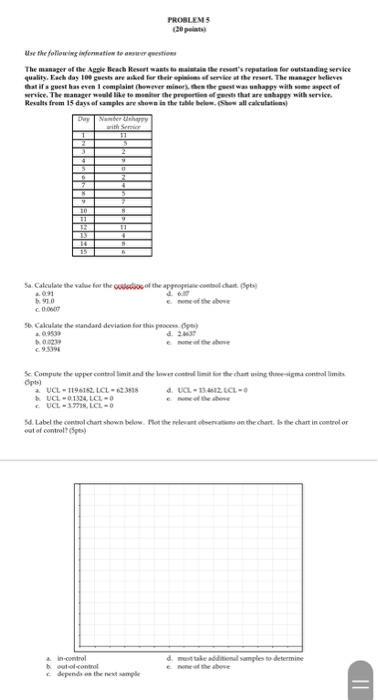 PROBLEMS (30 points Use the following information
