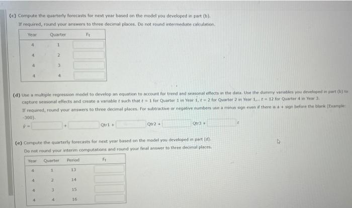Consider the following time series data. Quarter