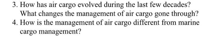 3. How has air cargo evolved during the last few