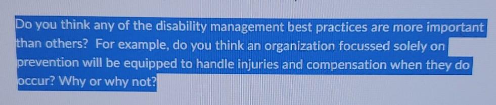Do you think any of the disability management