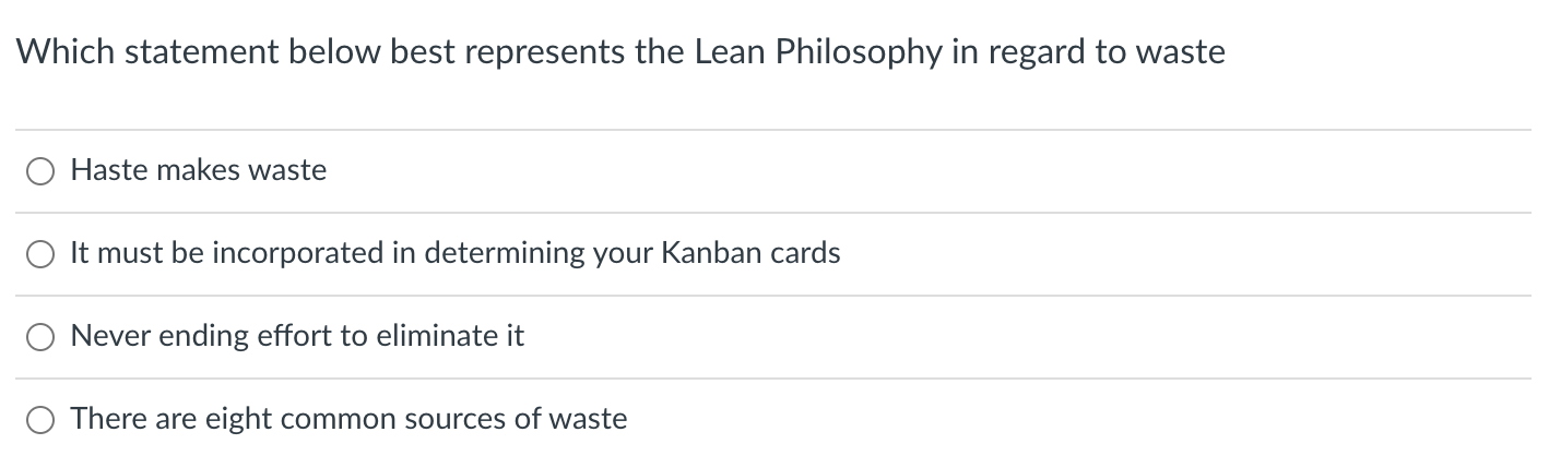 Which statement below best represents the Lean