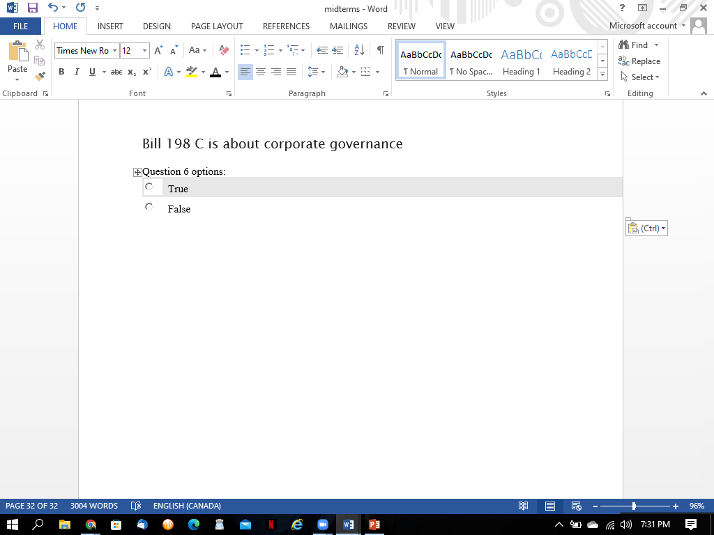 W BSG midterms - Word FILE HOME INSERT DESIGN