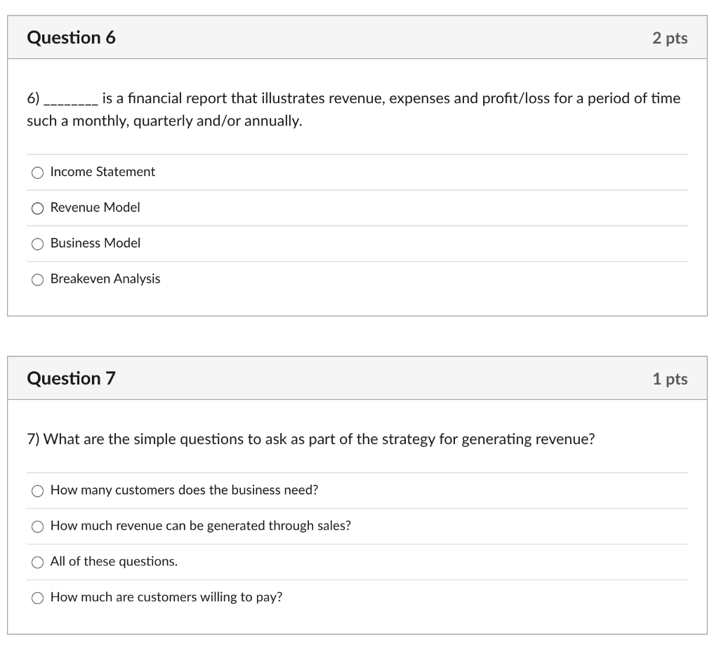 6) is a financial report that illustrates