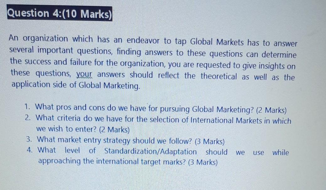 ASAP Question 4:(10 Marks) An organization which