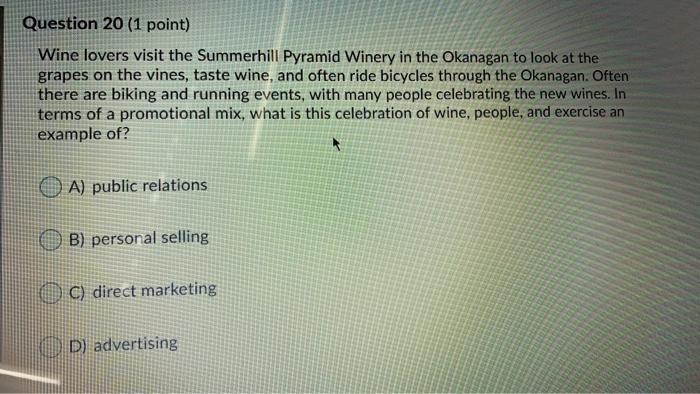 Question 18 (1 point) Which of the following is a