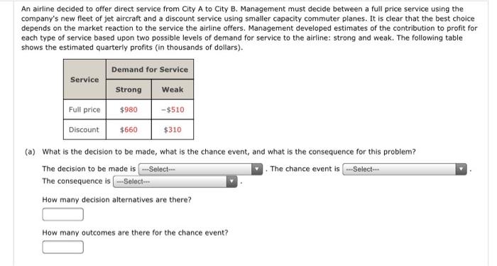 An airline decided to offer direct service from