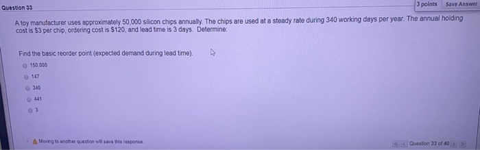 Question 33 3 points Save Answer A toy