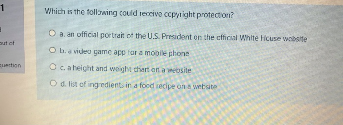 1 Which is the following could receive copyright