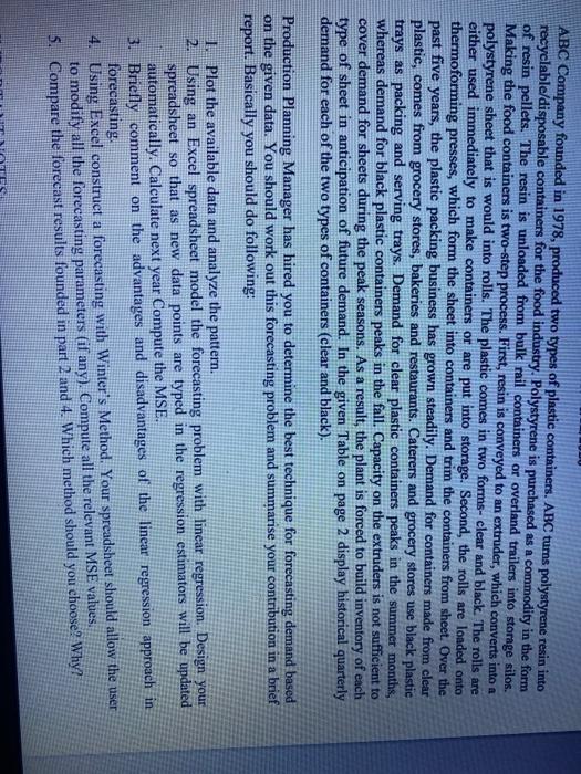 ABC Company founded in 1978, produced two types