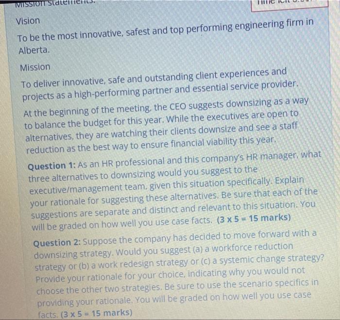 human resources issues and strategy Scenario Two: