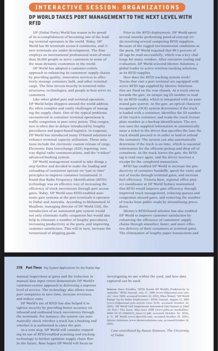 INTERACTIVE SESSION: ORGANIZATIONS DP WORLD TAKES