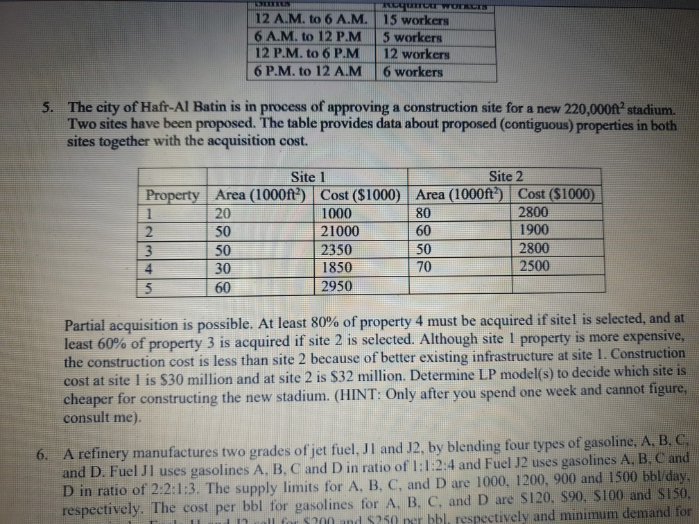 I need a Linear programming model for this