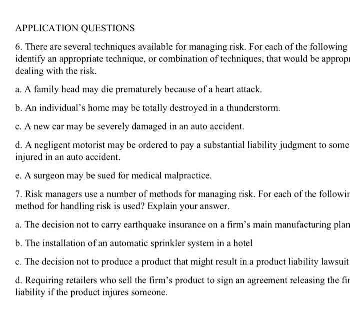 APPLICATION QUESTIONS 6. There are several