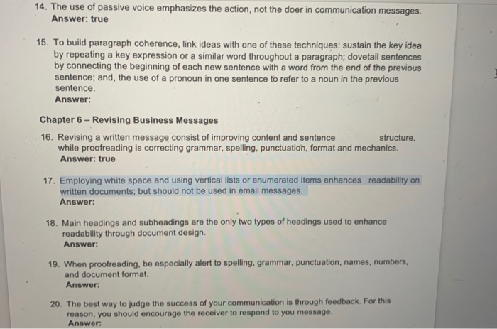 true or false 14. The use of passive voice