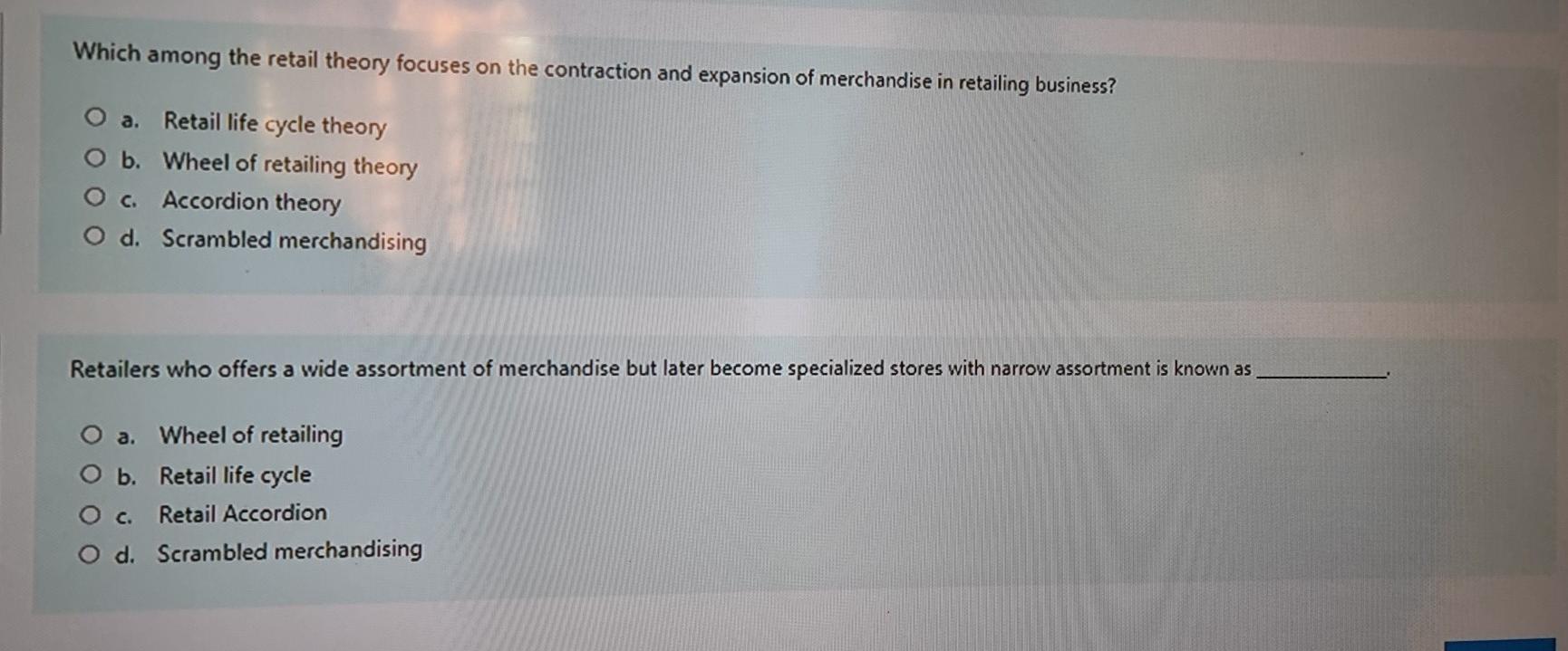 Which among the retail theory focuses on the