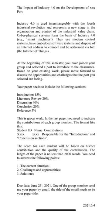 The Impact of Industry 4.0 on the Development of