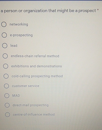 * a person or organization that might be a