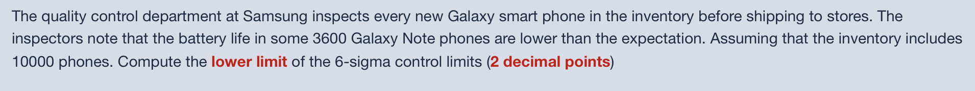 The quality control department at Samsung