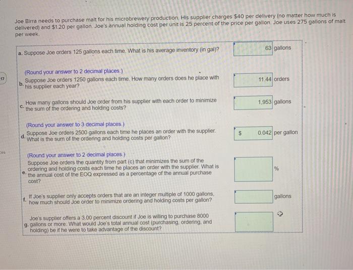 E-G Joe Birra needs to purchase malt for his