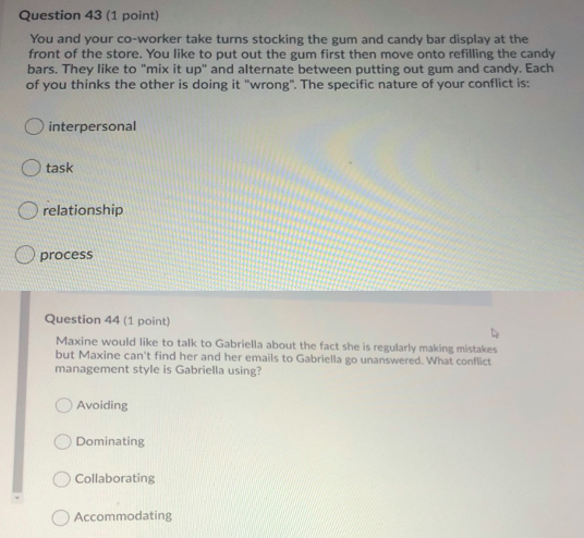 Question 42 (1 point) The need to have a