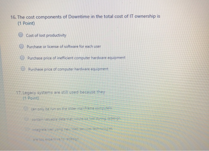 16. The cost components of Downtime in the total