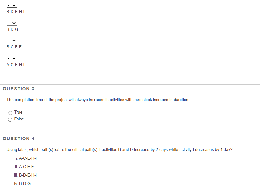 A (5) H (2) I(3) Duration (days) 5 ES EF LS LF