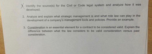 Business Law X. Identify the source(s) for the