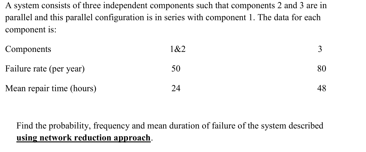 A system consists of three independent components